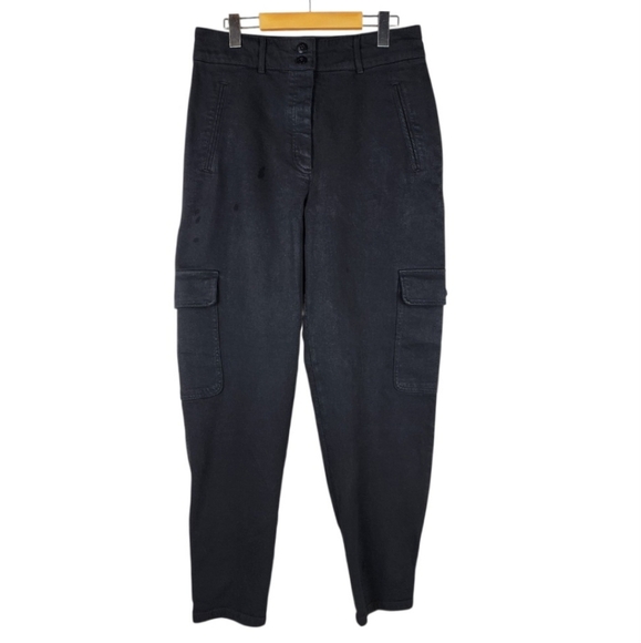Aritzia Wilfred Free Modern Cargo High Waist Barrel Leg Pant Black Size 12 - Picture 1 of 13